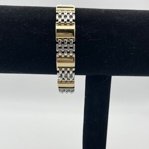 ge Coro Pegasus Weave Pattern Gold Tone Bracelet 7" Signed